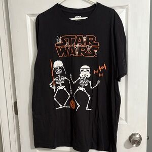 Star Wars Black and Orange Skeleton Graphic Tee